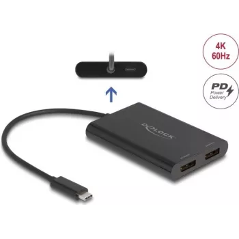 DELOCK Adapter USB Type-C uz 2× DisplayPort 4K 60 Hz — model 64308