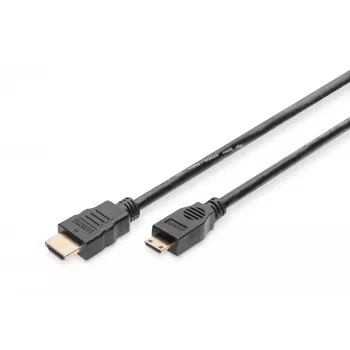 Digitus ASSMANN HDMI kabelis, Mini-HDMI (vīriešu) — HDMI (vīriešu), 3 m, dubultā izolācija, melns (AK-330106-030-S)
