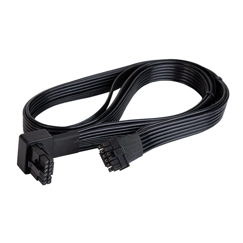 SilverStone SST-PP14-90 12VHPWR kabelis, 90 grādu, 650 mm, melns