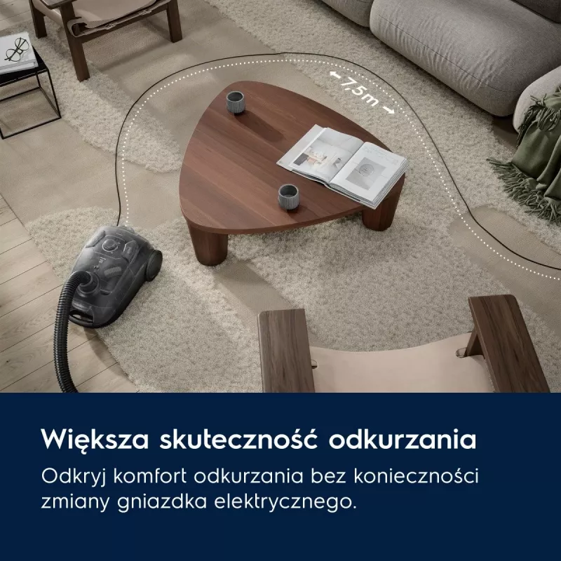 Mucas putekļsūcējs Electrolux EB31C1DB 750W, 3 L putekļu maiss, HEPA filtrs, teleskopiska tērauda caurule