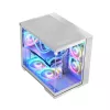 PC korpuss MODECOM Volcano Panorama Midi Tower balts — micro ATX, rūdīts stikls, ARGB, USB-C, atbalsta GPU līdz 400 mm
