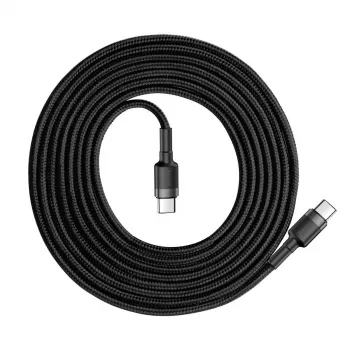 USB kabelis Baseus Cafule 2m USB C melns pelēks