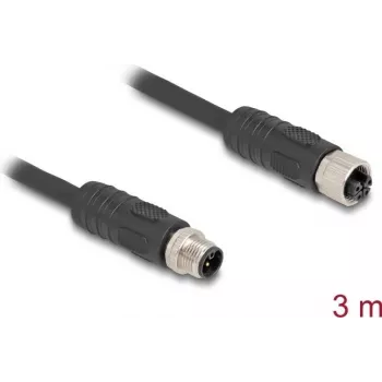 DeLOCK sensora/izpildmehānisma kabelis 3 m RST M12 Melns 80521
