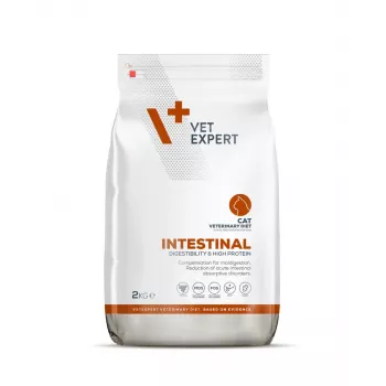 Sausā barība VETEXPERT Veterinary Diet Intestinal kaķiem, 2 kg — mājputni, 38% olbaltumvielas, 20% tauki, bez lipekļa un sojas
