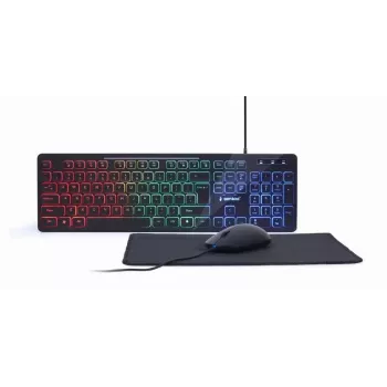 Pilna izmēra vadu tastatūra ar peli Gembird KBS-UML-01 — USB, QWERTY US, 104 taustiņi, melna