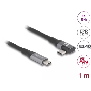 USB C kabelis DeLOCK 81131 1m melns 40 Gbit/s