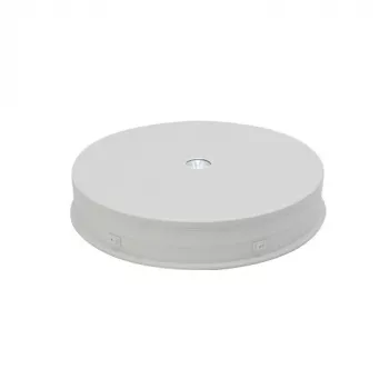 Elektrificēts 360° rotējošs vitrīnas statīvs ar LED apgaismojumu, apaļš 30 cm, balts