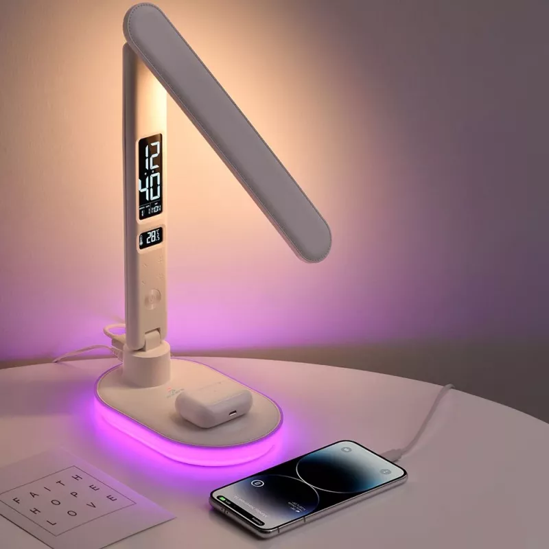 Galda lampa Hawk HW-LAMP03 White RGB — regulējama LED lampa ar RGB apgaismojumu