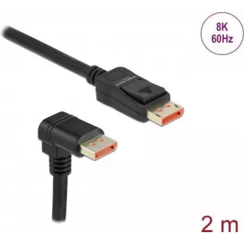 DisplayPort kabelis DeLOCK 8K 60 Hz 2 m taisns līdz 90° uz leju leņķveida