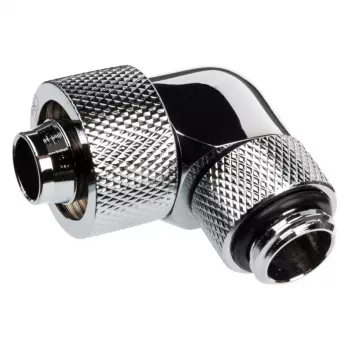Alphacool Eiszapfen Savienotājs 90° G1/4 collu AG uz 16/10mm - Grozāms, hromēts Sudrabs