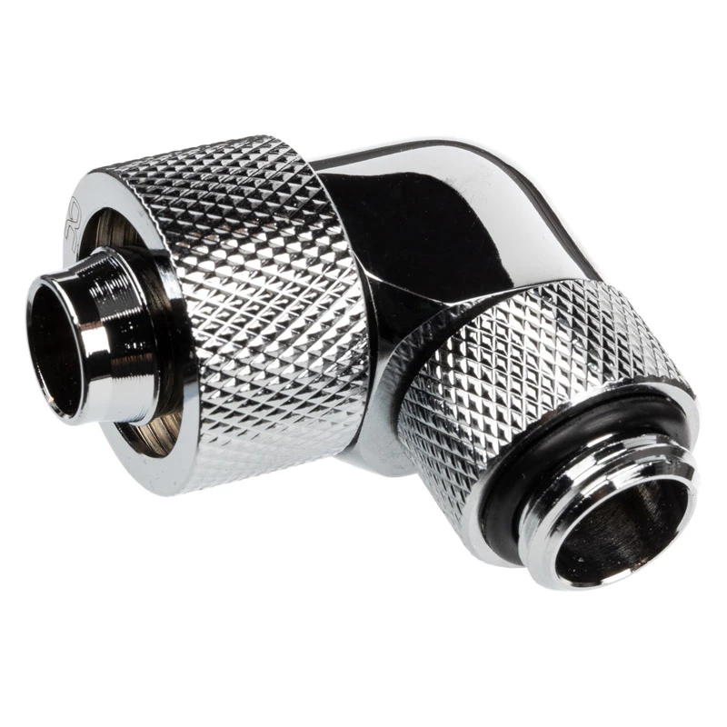 Alphacool Eiszapfen Savienotājs 90° G1/4 collu AG uz 16/10mm - Grozāms, hromēts Sudrabs