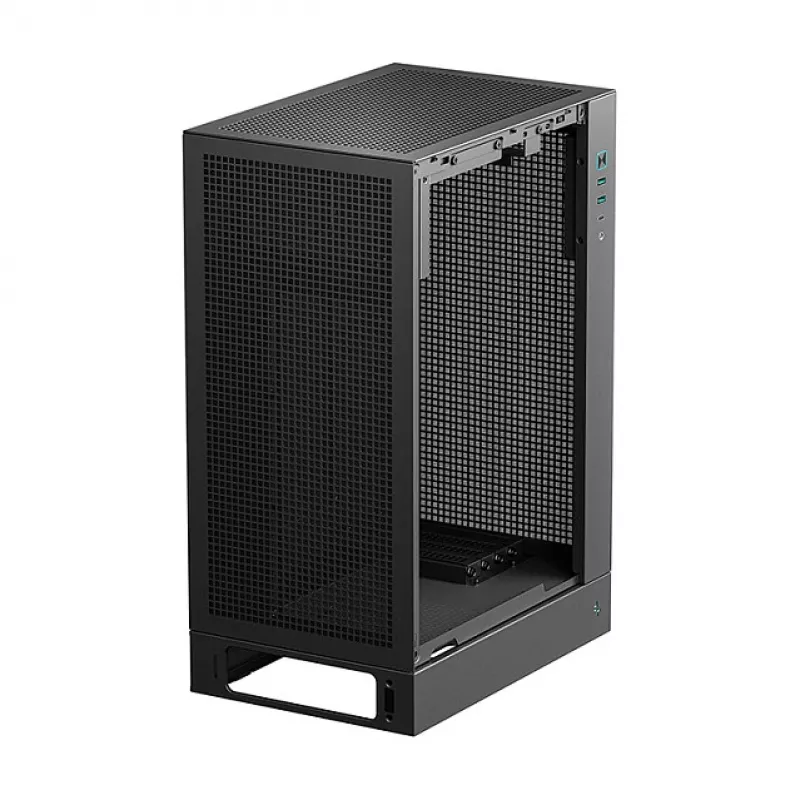 PC korpuss DeepCool CH170 PLUS Tower Black — micro-ATX/mini-ITX, rūdīts stikls, USB-C, barošanas bloks augšpusē