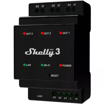Shelly Pro 3 DIN sliedes WiFi/LAN/Bluetooth releju slēdzis