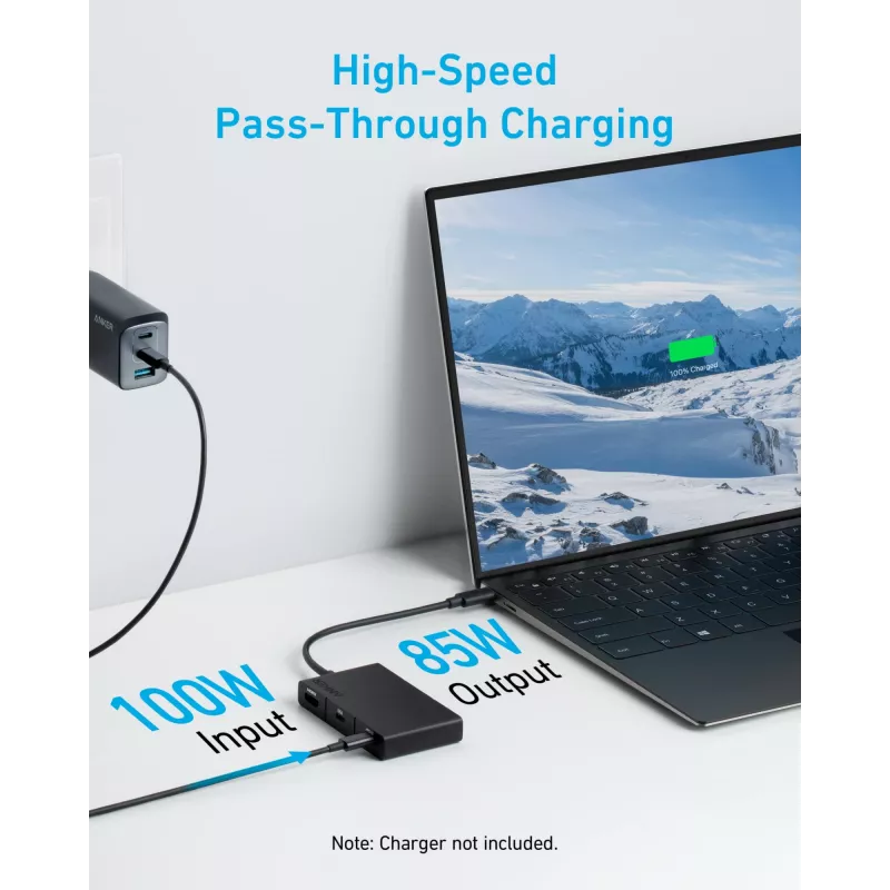 Anker 332 A8356G11 USB-C centrmezgls 5-in-1, 4K HDMI vienam monitoram, melns