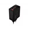 LCD sienas lādētājs USB ligzda + USB-Cx2 PD 65W GAN melns vatmetrs