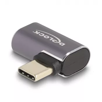 DeLOCK USB-C adapter 40 Gbps USB Type-C PD 3.0 100 W vīrišķais uz sievišķo leņķveida pa kreisi/pa labi 8K 60 Hz metāls