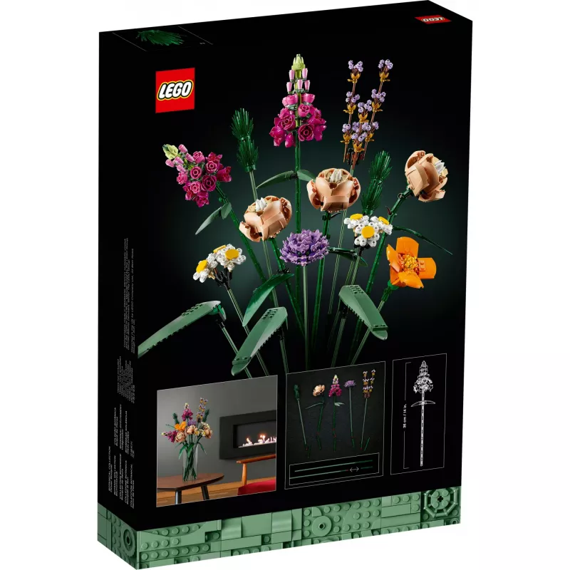 LEGO 10280 Icons Ziedu pušķis — Mākslīgo ziedu komplekts pieaugušajiem, dekoratīvs mājas aksesuārs, dāvanu ideja sievietēm un vīriešiem