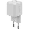 USB-C Divu Ātrās Uzlādes Lādētājs Nano, PD, GaN, 35 W (Balts, 2x USB-C, Power Delivery 3.0)