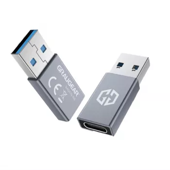 Pārejas adapteris GRAUGEAR G-AD-CTA-10G USB-A uz USB-C, sudraba krāsa