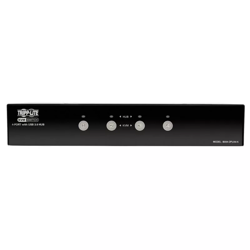 Eaton Tripp Lite 4 portu DisplayPort KVM slēdzis ar audio kabeļiem un USB 3.0 SuperSpeed centrmezglu (B004-DPUA4-K)