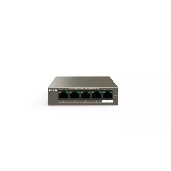 Tīkla slēdzis TENDA TEG1105P-4-63W-EU, 5x Gigabit RJ-45, 4x PoE (57.8W kopā), 10 Gbit/s pārslēgšana
