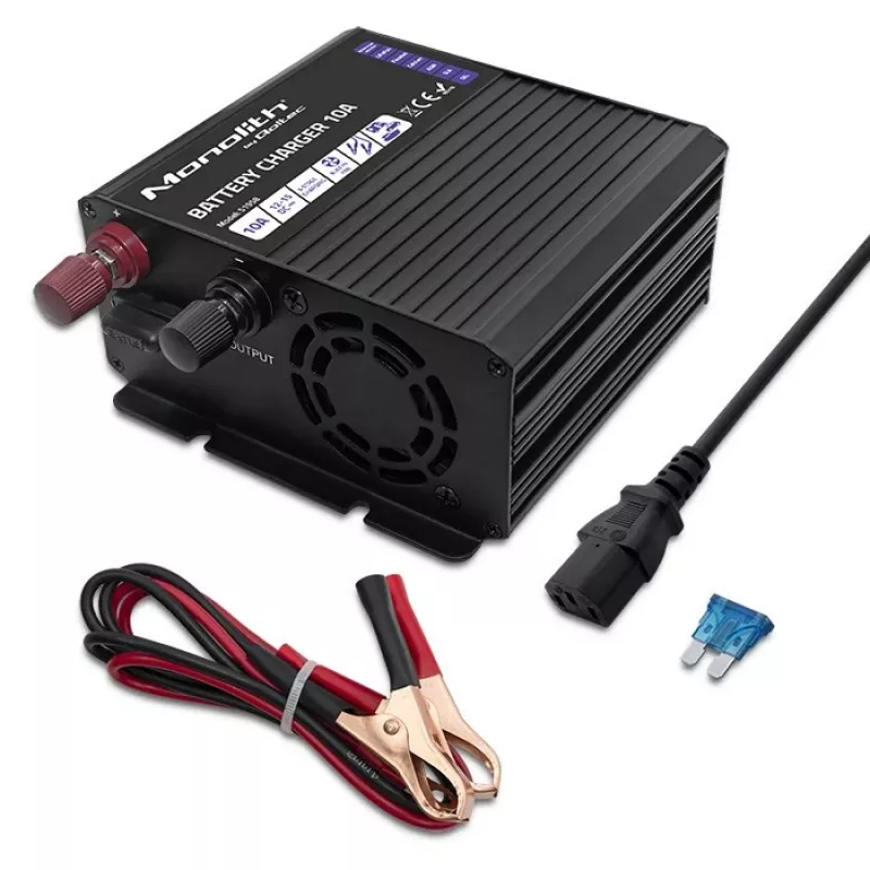 Qoltec Smart Monolith akumulatoru lādētājs LiFePO4 AGM GEL SLA | 10A | 12V