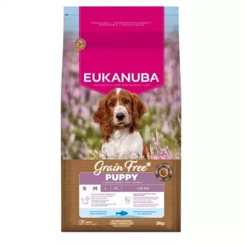 Sausā suņu barība EUKANUBA Puppy & Junior Small/Medium Breed Grain-Free Fish, 3 kg