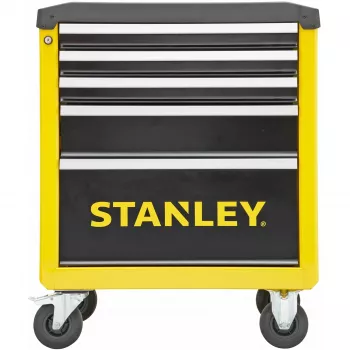 Instrumentu ratiņi Stanley STST74305-1, 5 atvilktnes, dzelteni/melni, 3 plakanas + 2 augstas atvilktnes