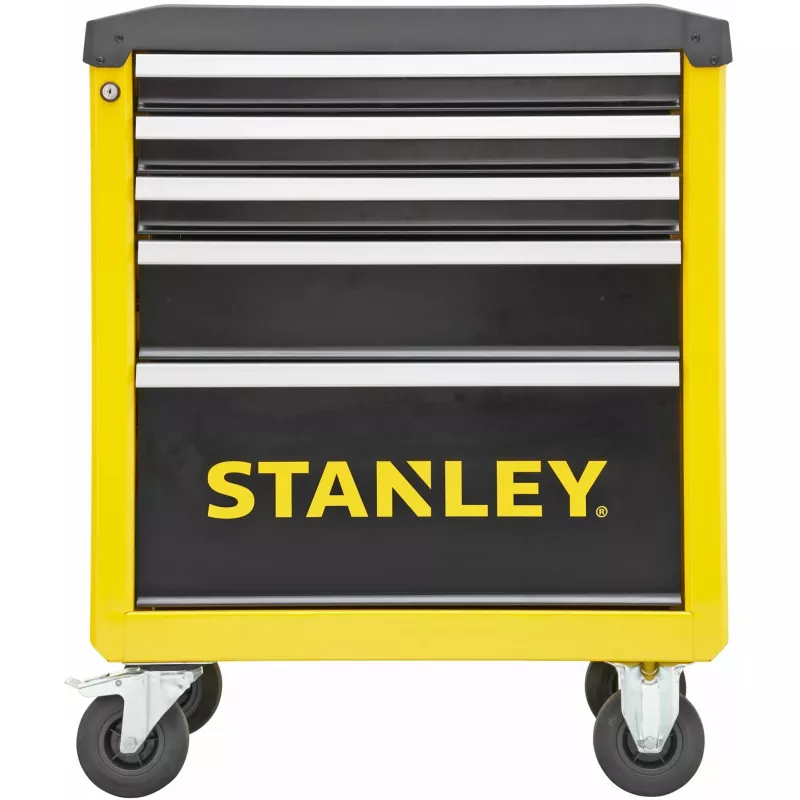 Instrumentu ratiņi Stanley STST74305-1, 5 atvilktnes, dzelteni/melni, 3 plakanas + 2 augstas atvilktnes