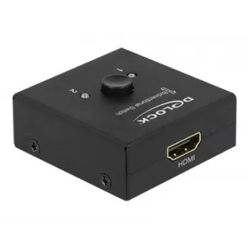 DeLock HDMI 2-1 divvirzienu pārslēdzējs 4K 60 Hz kompakts - Retail Box - Video/Audio pārslēdzējs - 2 x HDMI - Galddatoram (64072)