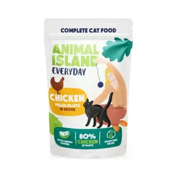 Mīkstā barība kaķiem animal island Everyday — Vistas fileja buljonā, 12 x 85 g multipaka