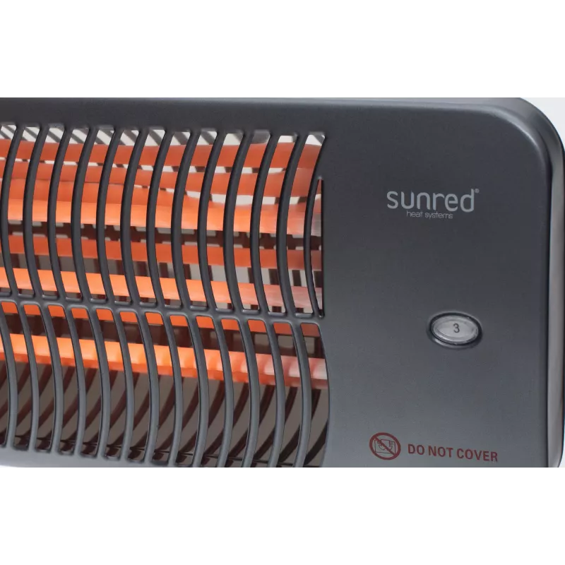Kvarca elektriskais sildītājs SUNRED LUG-2000W — 2000 W, āra lietošanai, sienas stiprinājums, IP24, melns