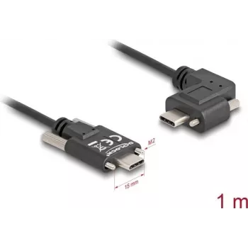 DeLOCK USB 2.0 kabelis USB Type-C vīriešu uz USB Type-C vīriešu leņķis pa kreisi/pa labi PD 3.0 60W 1m