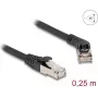 DeLOCK RJ45 Cat.6A S/FTP tīkla kabelis 45° leņķa taisnais 0,25 m melns