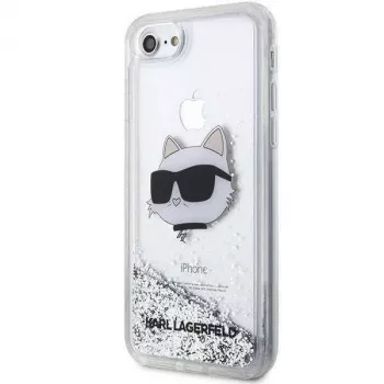 Karl Lagerfeld Original Maciņš iPhone SE 2022/SE 2020/7/8 Cietais Maciņš Ar Mirdzumu Choupette Galva (KLHCI8LNCHCS)