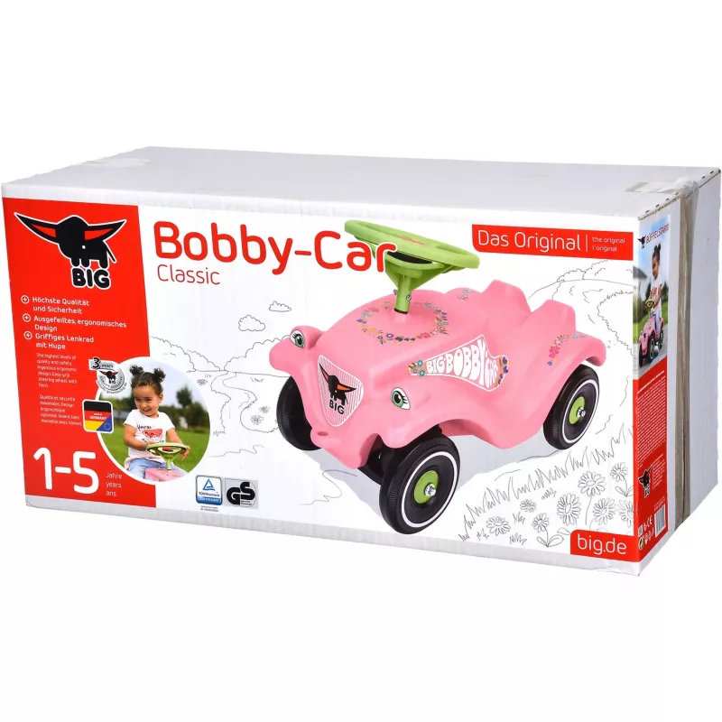 Bobby-Car-Classic Flower, Rutscher rozā/gaiši zaļš