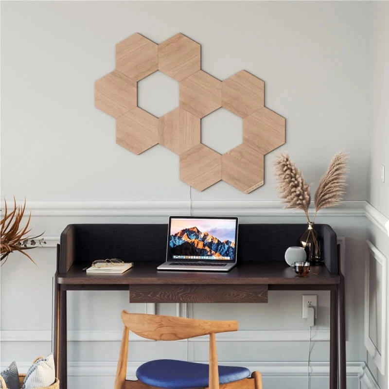 Nanoleaf Elements Wood Look Hexagons Starter Kit (13 paneļi) | Cool White + Warm White
