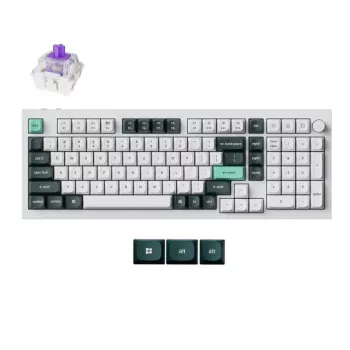 Bezvadu mehāniskā tastatūra Keychron Q5 HE QMK, Hall Effect Gateron magnētiskie slēdži, 96% izkārtojums, RGB, balts/zaļš