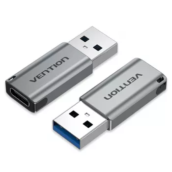 Vention USB 3.0 vīrišķais uz USB-C sievišķo adapteris pelēks alumīnija sakausējums