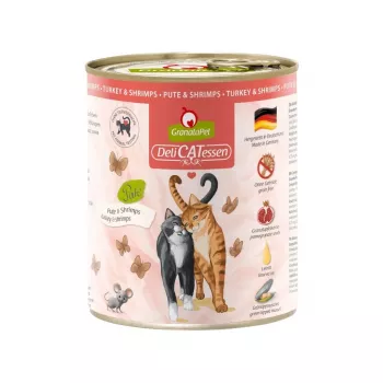 Slapjā barība kaķiem Fox4Pets GRANATAPET DeliCATessen Tītars un Garneles, bezgraudu, 800 g, pilnvērtīga pieaugušiem kaķiem