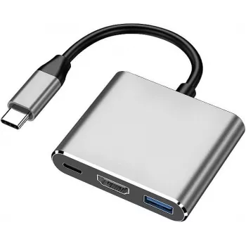 XtremeMac XWH-HUB3-13 klēpjdatora dokstacija un portu replikators, vadu USB Type-C, sudraba krāsa (XWH-HUB3-13)