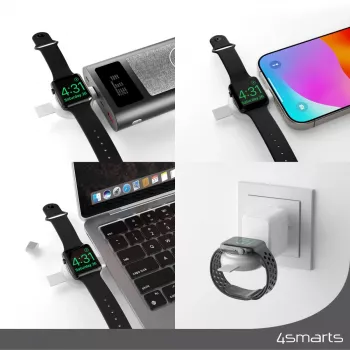 Lādētājs 4smarts QI2 Smartwatch Silver USB Bezvadu ātrā uzlāde