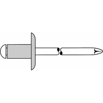 Aknagriezta kniede GESIPA 4x8 mm ar lielu atloku, satvēriens 3.0–5.0 mm, iepakojums 500 gab.