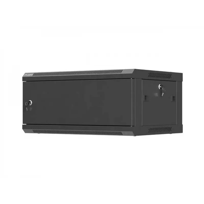 Sienas stiprinājuma 19 collu skapis LANBERG 4U 600x450 mm melns ar metāla durvīm