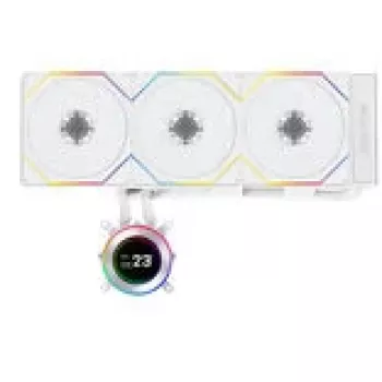Šķidruma dzesēšanas sistēma Lian Li Hydroshift II LCD-C 360TL — 120 mm ventilatori, 200–2600 RPM, FDB, balta