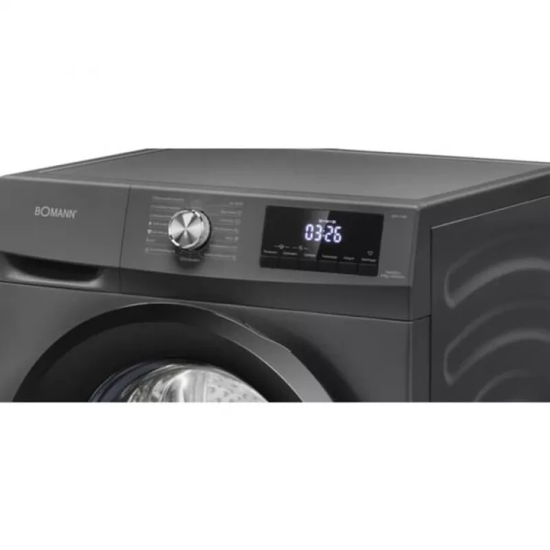 Brīvi stāvoša Bomann veļas mazgājamā-žāvējamā mašīna WAT7186 8 kg mazgāšana / 5 kg mazgāšana+žāvēšana, 1400 RPM, Melns titāns