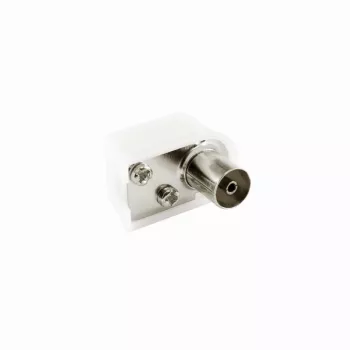 Koaksiālā savienotāja adapteris SBOX KON.RF-F, 90° sievišķais, 75 omi, balts
