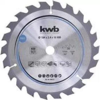 Ripzāģa asmens KWB 586157 18,4 cm kokšķiedru plātnēm, cietkokam, plastmasai, mīkstkokam