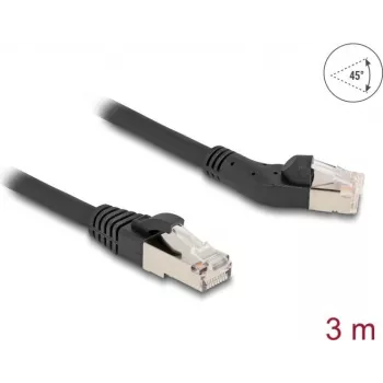 Tīkla kabelis DeLOCK RJ45 Cat.6A 45° pa kreisi leņķveida pret taisnu 3 m melns