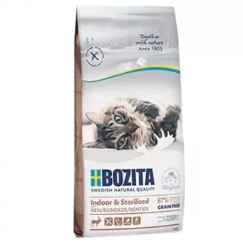 Sausā kaķu barība BOZITA Indoor & Sterilised Grain Free Reindeer 2 kg — pieaugušiem kaķiem, 33% olbaltumvielas, 14% tauki